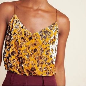 Anthropologie Ro&De “Esther” Embellished Leopard Print tank velvet